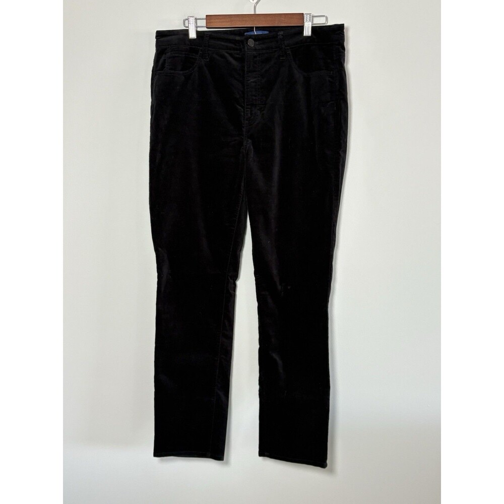 Talbots Velvet High Waist Straight Leg Pants Size 12 Black Stretch Holiday
